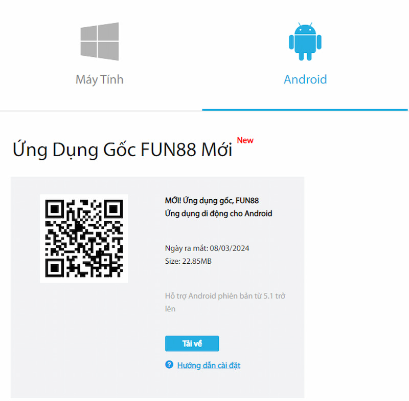 Fun88 cung cấp thiết bị app cho Android